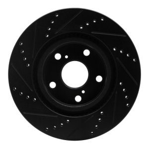 Hyundai Santa Fe Brake Rotor (1) - Front Right - R1 Concepts - Drilled & Slotted - Black - `10-`13